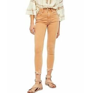 Free People Women's Wild Child Raw-Hem Skinny Jeans Light Brown Size 24, $78 NWT